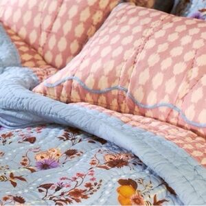 NWOT Anthropologie Iluka Cotton Printed Floral Shams, Set of 2 Standard Shams